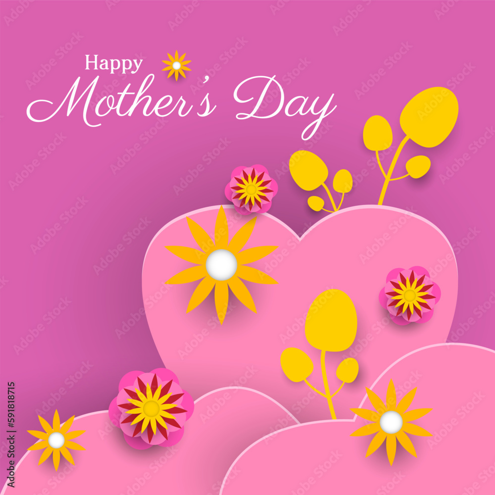 mother's day greeting card with flowers and heart shapes. vector illustration mother's day greeting card with flowers and heart shapes. vector illustration