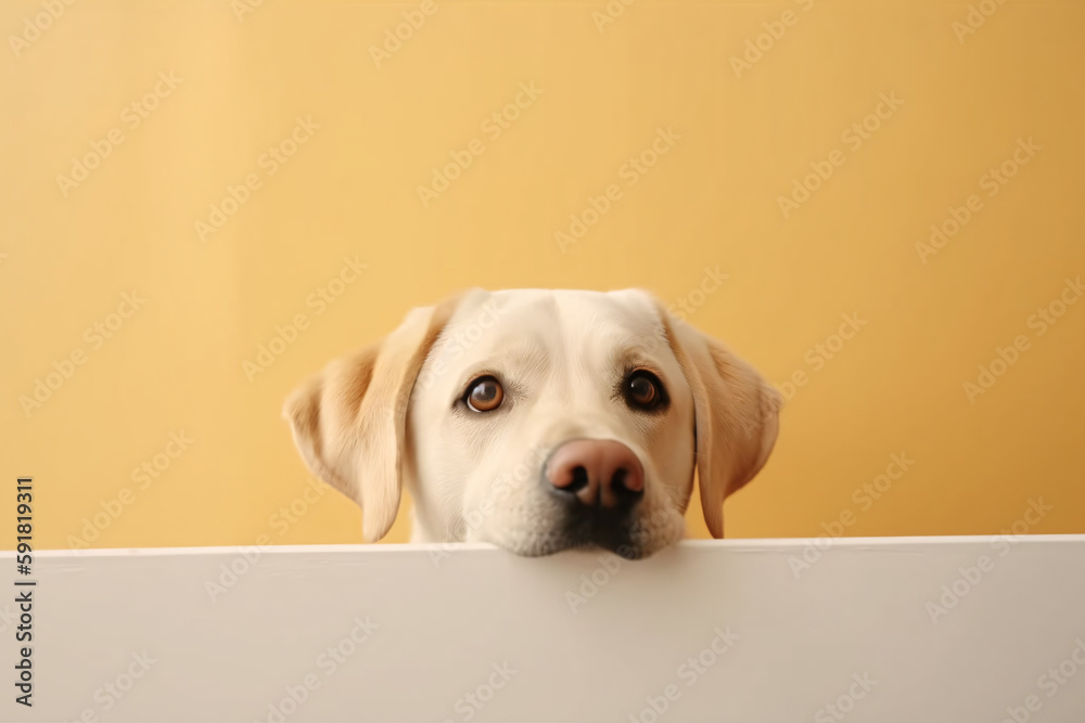 Portrait of a cute Labrador Retriever dog isolated on minimalist background with copy space/negative space Portrait of a cute Labrador Retriever dog isolated on minimalist background with copy space/negative space
