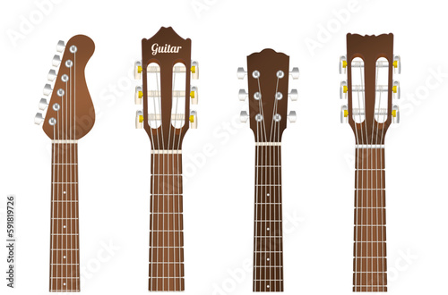 realistic wooden classic acoustic guitar isolated - 3d illustrator