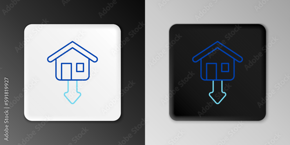 Line Property and housing market collapse icon isolated on grey background. Falling property prices. Real estate stock risk or economic recession. Colorful outline concept. Vector Line Property and housing market collapse icon isolated on grey background. Falling property prices. Real estate stock risk or economic recession. Colorful outline concept. Vector