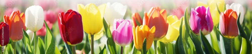 Obraz premium bright tulips in a row