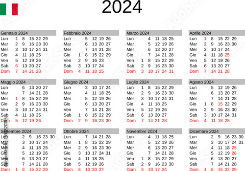 calendar of year 2024 in Italian language with Italy public holidays
