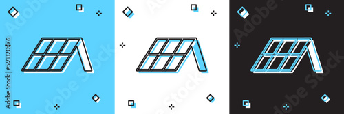 Set Solar energy panel icon isolated on blue and white, black background. Vector
