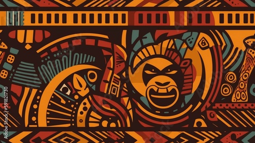 African tribal patterns, background texture design, print, web illustration, traditional art, Generative AI