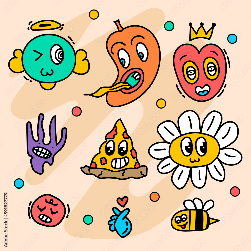 flat trendy cartoon element collection vector illustration flat trendy cartoon element collection vector illustration