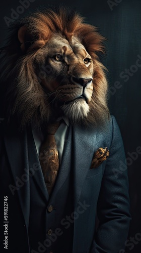 Lion CEO in Business Suit  Animal in Corporate World  Generative AI