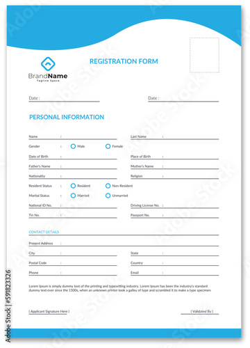 Registration form, Admission form, College form, Form design,