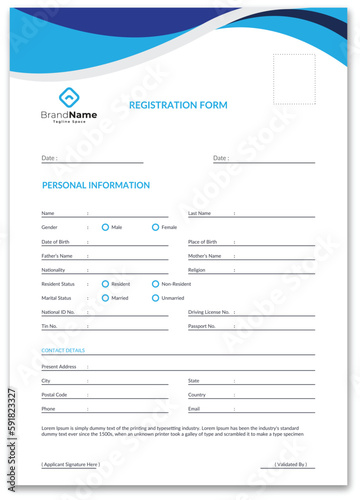 Registration form, Admission form, College form, Form design,