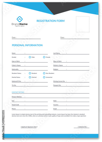 Registration form, Admission form, College form, Form design,