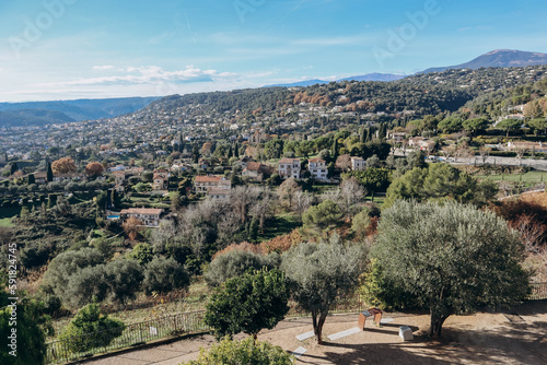 View from the medieval village of Saint Paul de Vence to the mountains and neighboring communes of Provence. photo