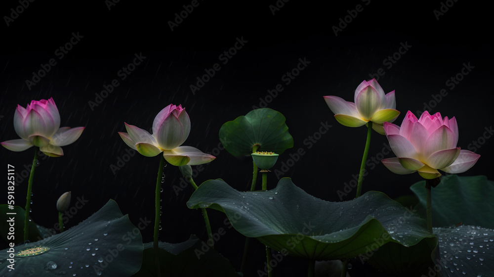 Obraz premium Lotus Flower, Generative AI, Illustration