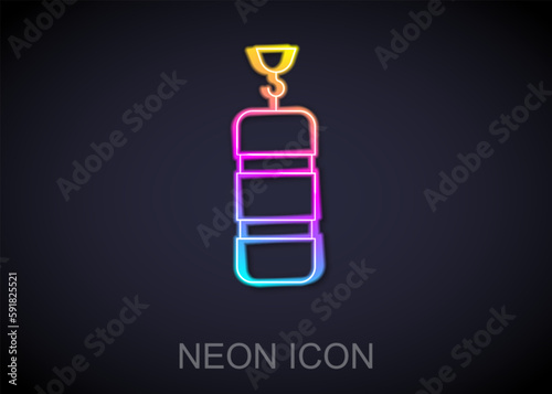 Glowing neon line Punching bag icon isolated on black background. Vector