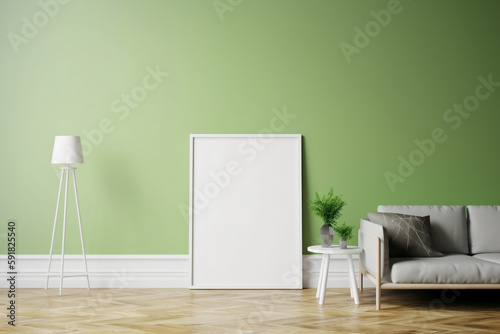 Mockup Green Wall White Frame
