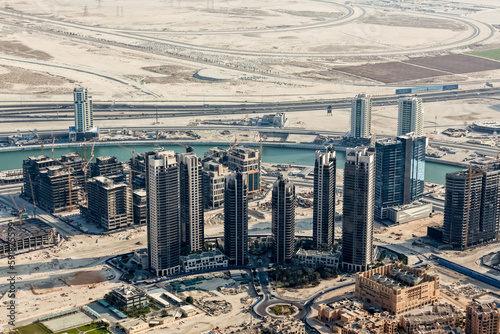 Fototapeta Naklejka Na Ścianę i Meble -  Panoramic top view of Dubai in UAE. Modern arab city architecture