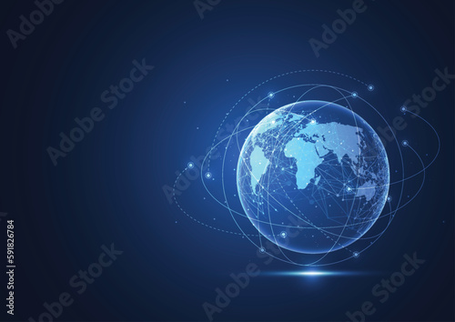 Global network connection. World map point and line composition concept of global business. Vector Illustration #591826784