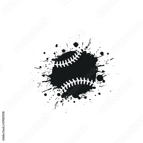 baseball ball with splashes in black and white