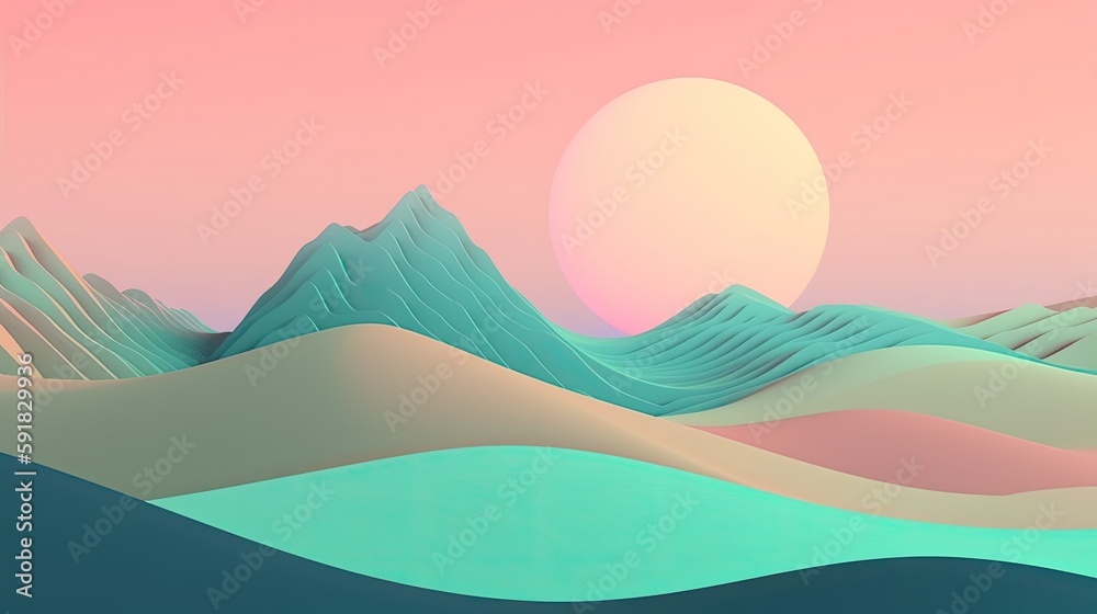 Abstract landscape with a pastel color scheme created with generative AI technology Abstract landscape with a pastel color scheme created with generative AI technology