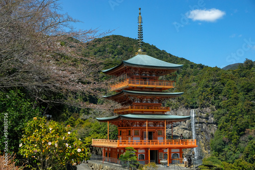 Seigantoji Pagoda in Kumano Nachi Taisha is a Shinto shrine located in Nachikatsuura, Japan. photo