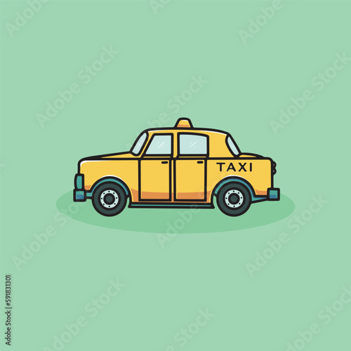 Cool taxi icon cartoon illustration © cubbone