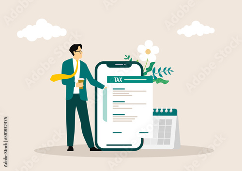 Tax preparation abstract concept vector illustration. The corporate tax, taxable income, fiscal year, document preparation, payment planning, corporate accountancy, and annual return abstract metaphor