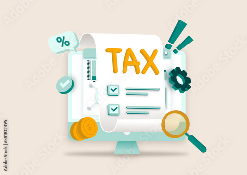 Tax preparation abstract concept vector illustration. The corporate tax, taxable income, fiscal year, document preparation, payment planning, corporate accountancy, and annual return abstract metaphor