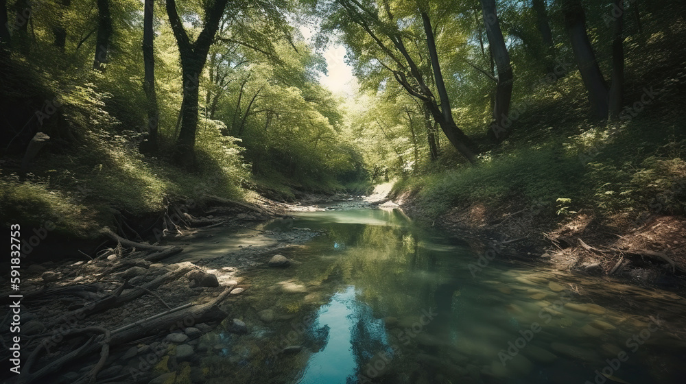 Fototapeta premium River, Generative AI, Illustration