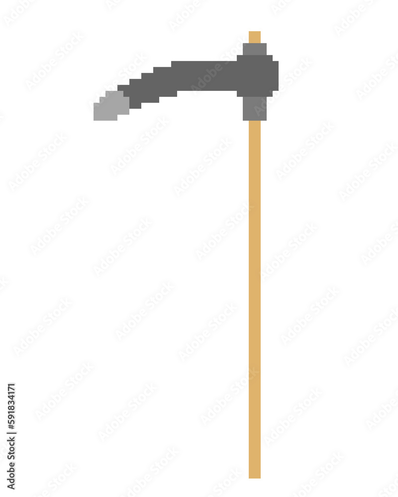 Illustration of pixel art hoe Illustration of pixel art hoe