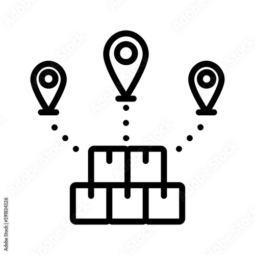 Black line icon for Distribute