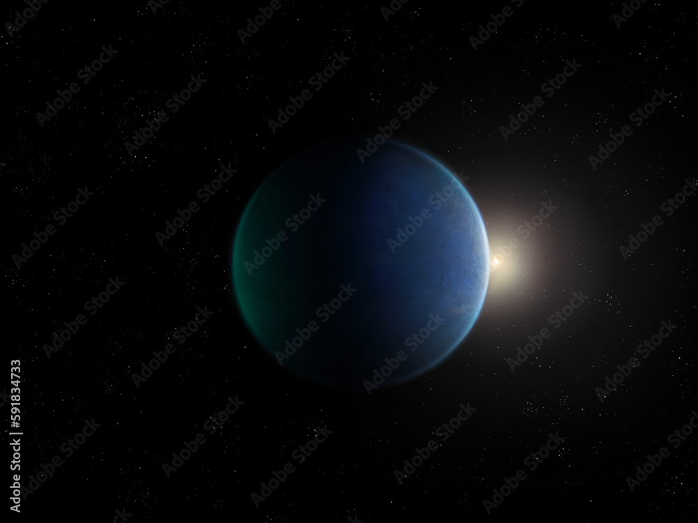 Super-earth planet, realistic exoplanet, earth-like planet in far space, planets background. Super-earth planet, realistic exoplanet, earth-like planet in far space, planets background.
