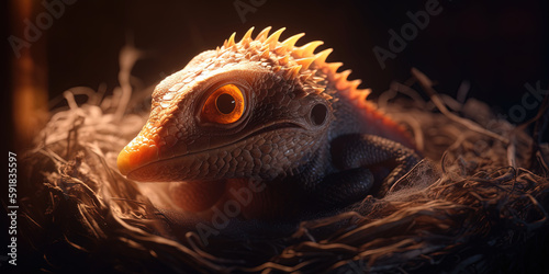 Cute baby dragon with egg. Ai generated.  © Ярослав Антонюк