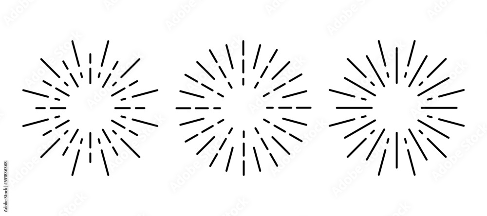 Sunburst, round line explosion frame icon set Sunburst, round line explosion frame icon set
