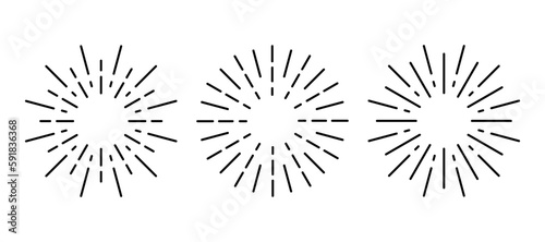 Sunburst, round line explosion frame icon set