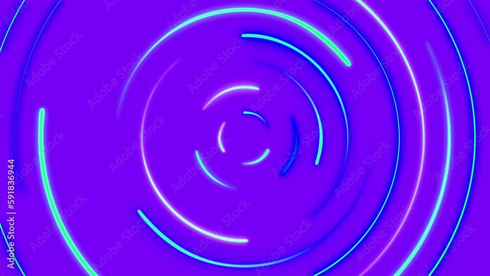Abstract Futuristic Neon Circles Seamless Loop. Circular Glow. Modern Background. 4K