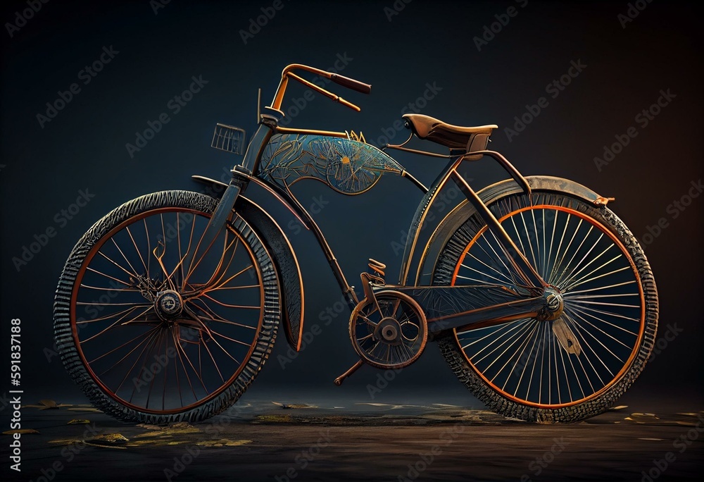 3d illustration of an old bicycle. Generative AI