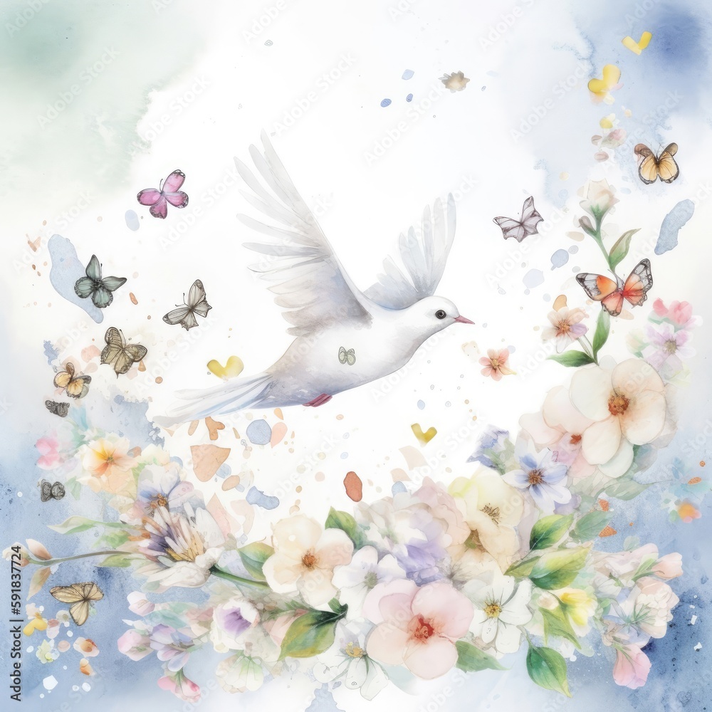 A watercolor sweet seagull Generative Ai A watercolor sweet seagull Generative Ai