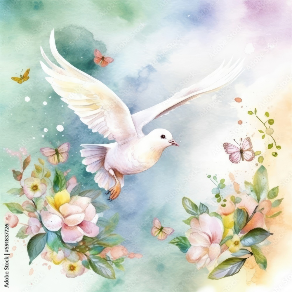 A watercolor sweet seagull Generative Ai A watercolor sweet seagull Generative Ai