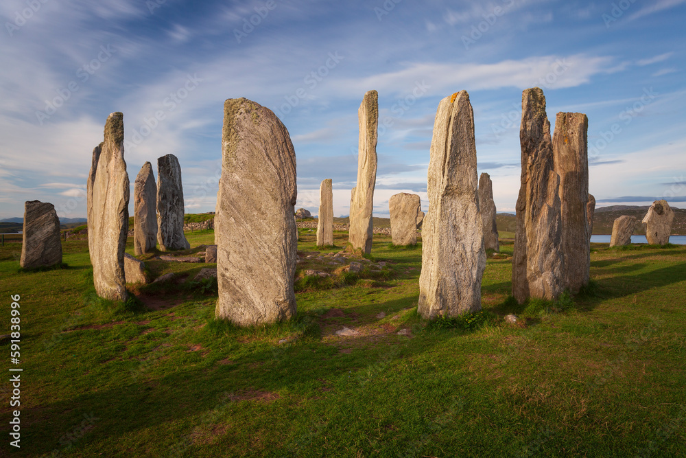Vertical view of the Callanish Stone Circle in Isle of Lewis, Scotland