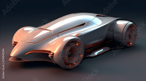 Futuristic Car. white & orange color. AI generated. © Collin