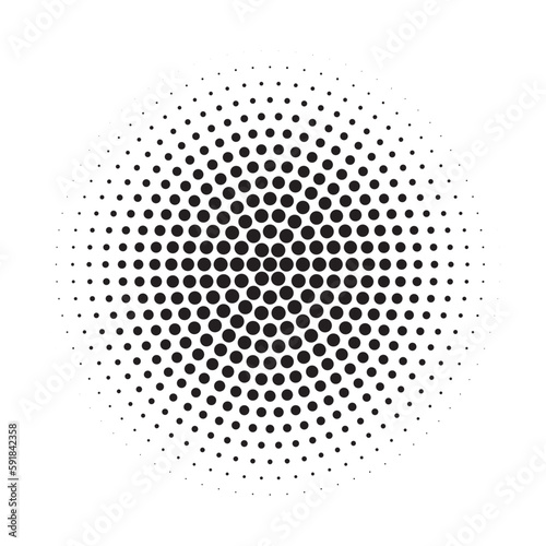 Circle gradient halftone dots background. Pop art template, texture. Vector illustration.