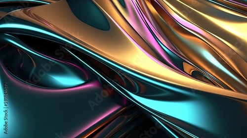 Abstract shapes and a metallic sheen  created with generative AI technology © DigitalParadise