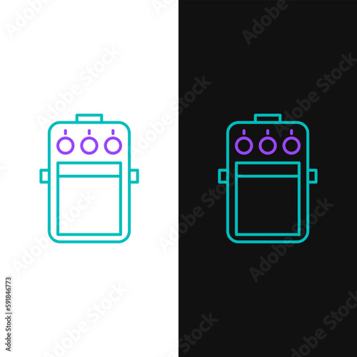 Line Guitar pedal icon isolated on white and black background. Musical equipment. Colorful outline concept. Vector