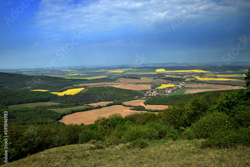 Fototapeta Naklejka Na Ścianę i Meble -  Panoramic view of a colorful agricultural fields