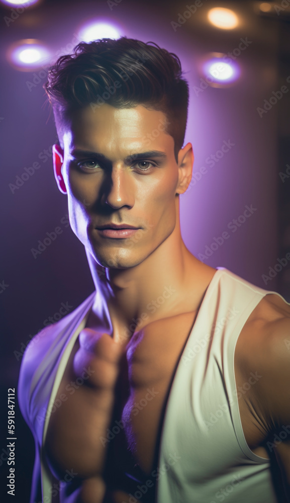Male model portrait, looking good with a trendy haircut. AI generated Male model portrait, looking good with a trendy haircut. AI generated