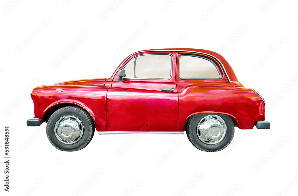 red retro car isolated on white