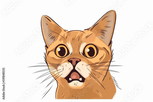 Portrait of a funny very surprised cat. AI generated