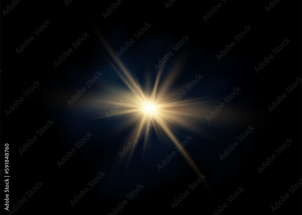 Lens flare vector illustration. Glowing spark light effect isolated.