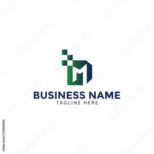 letter MD technology logo design template vector, MD creative logo design 