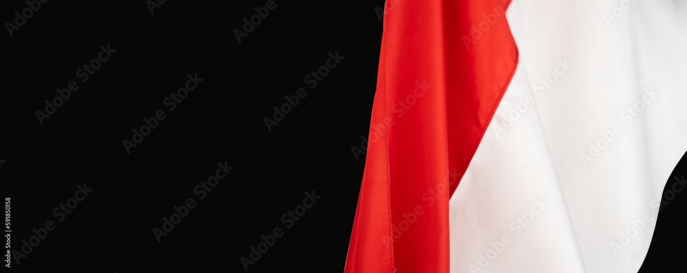 Red and white Indonesian flag. copy space banner templates Red and white Indonesian flag. copy space banner templates