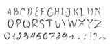 Brush stroke font. Hand drawn alphabet in graffiti style. Vector illustration isolated on white background.
