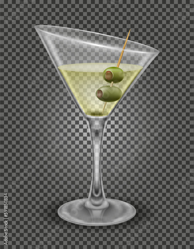 martini cocktail alcoholic drink glass vector illustration